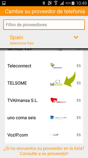 softphone android settings add account select provider telsome