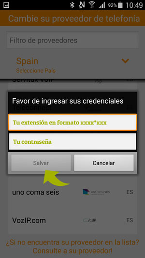 softphone android settings add account username and password